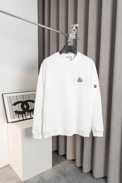 Moncler Logo Embroidered White Hoodie - 1