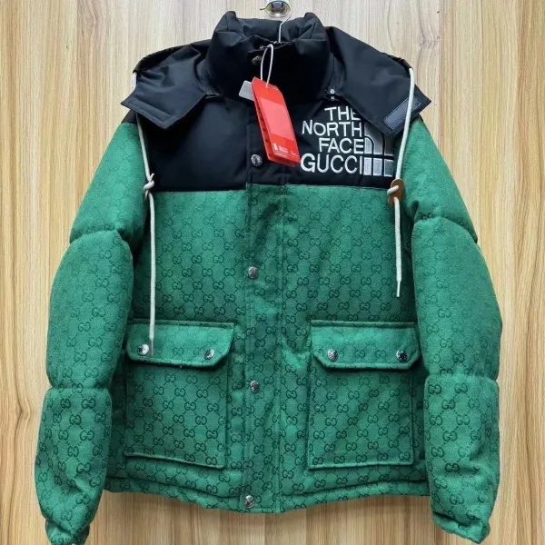 The North Face x Gucci Mountain Light Jacket Green GG Monogram Down Jacket - 1