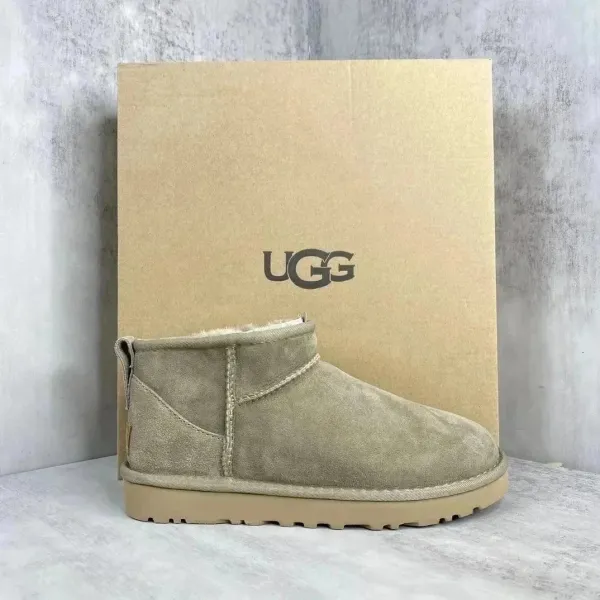 UGG Classic Mini II Beige Suede Snow Boots - 1