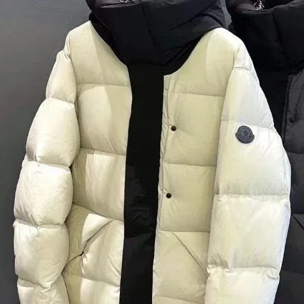 Moncler Genius 1952 Down Jacket Off-White with Black Hood and Panel - 1