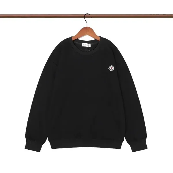 Moncler Logo Embroidered Black Hoodie - 1