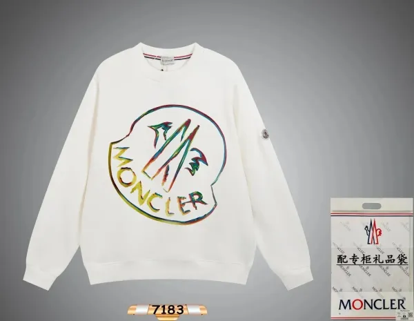 Moncler Rainbow Logo Crewneck Sweatshirt White - 1