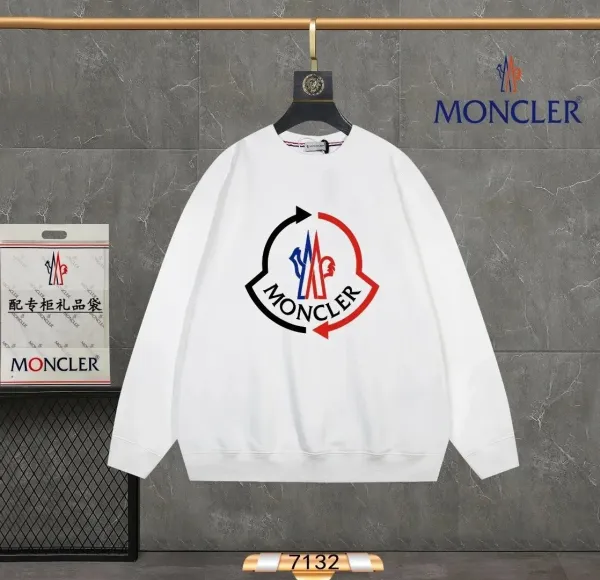 Moncler Logo Print White Hoodie - 1