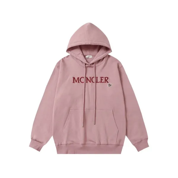 Moncler Embroidered Logo Hoodie Dusty Pink Hoodie - 1