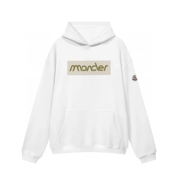 Moncler Logo Box Hoodie White - 1