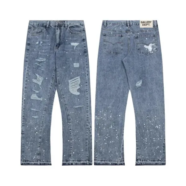 GALLERY DEPT. Deconstructed Denim Jeans - Black, Dark Wash, Light Wash, Patchwork, Bleach, Spray Paint, Frayed Hem - 5
