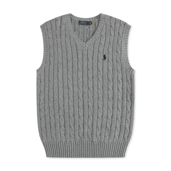 Polo Ralph Lauren Cable Knit V-Neck Vest Gray - 1
