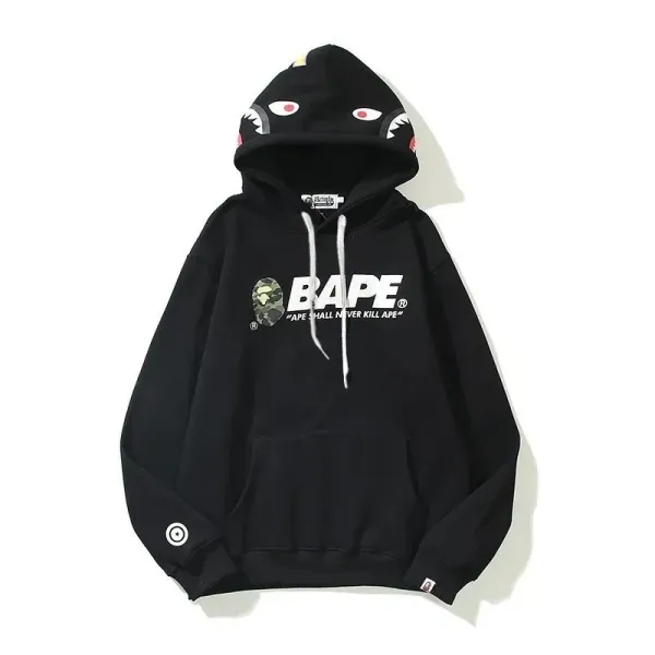 A Bathing Ape Shark Hoodie Black Hoodie - 1