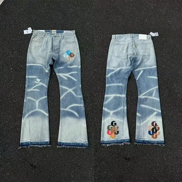 Gucci x Levi's Flared Denim Jeans with Abstract Wash and Logo Patch - 1