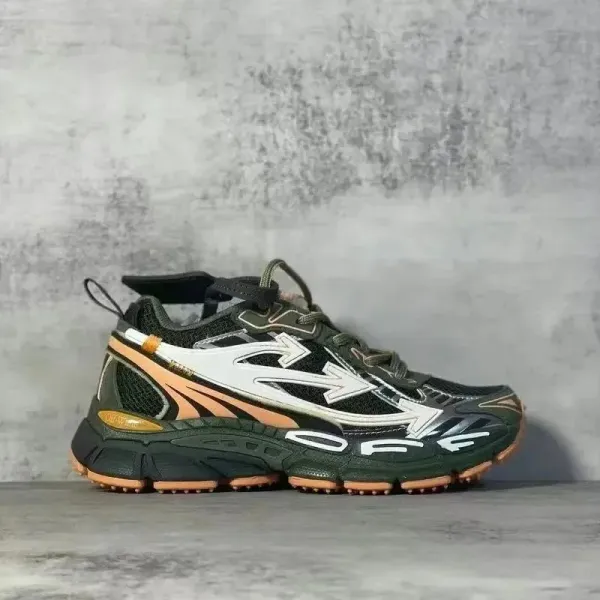 Asics x Off-White Gel-Kayano 14 Army Green Orange Chunky Sneakers - 1