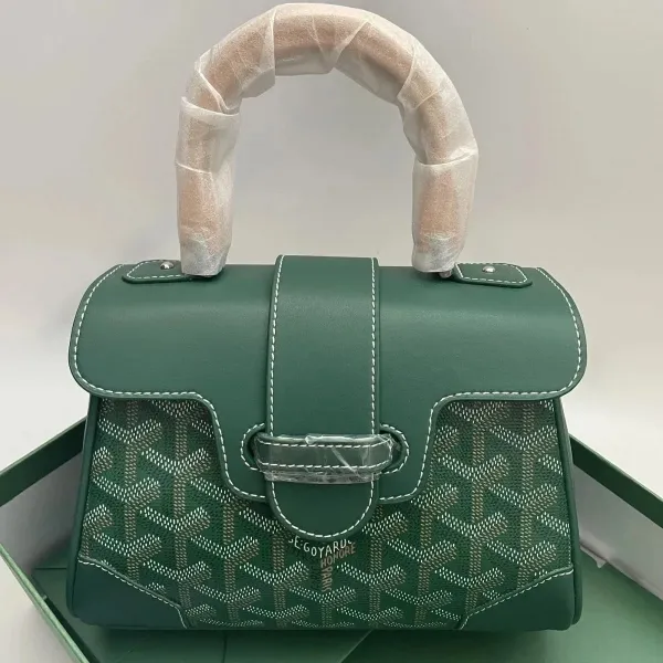 Goyard Saint-Louis Mini Green Canvas Handbag - 1