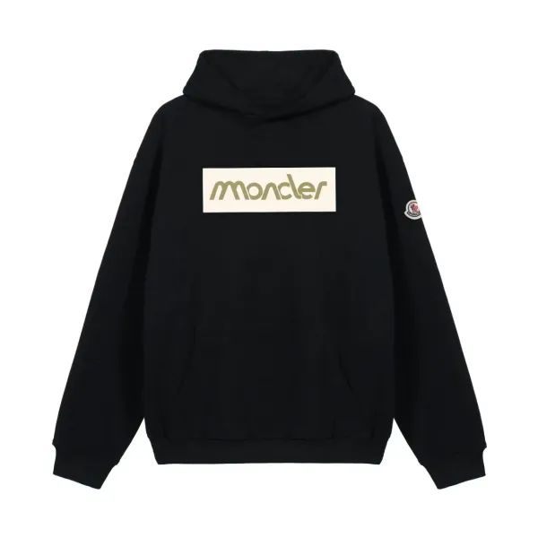 Moncler Logo Box Hoodie Black - 1