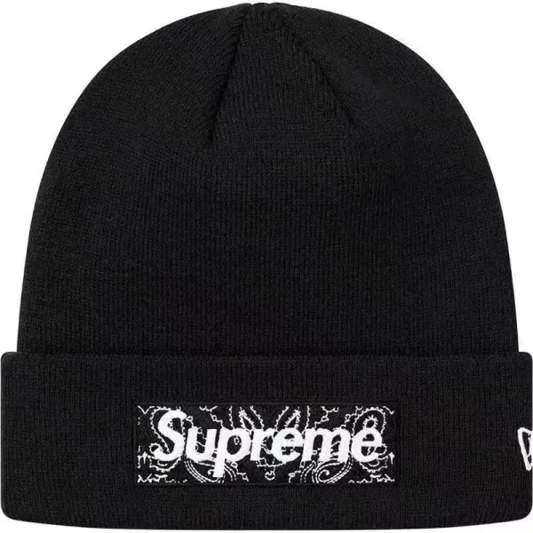 Supreme x New Era Bandana Box Logo Beanie Black - 1