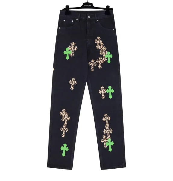 Balenciaga Cross Patch Leopard Print Jeans - 1