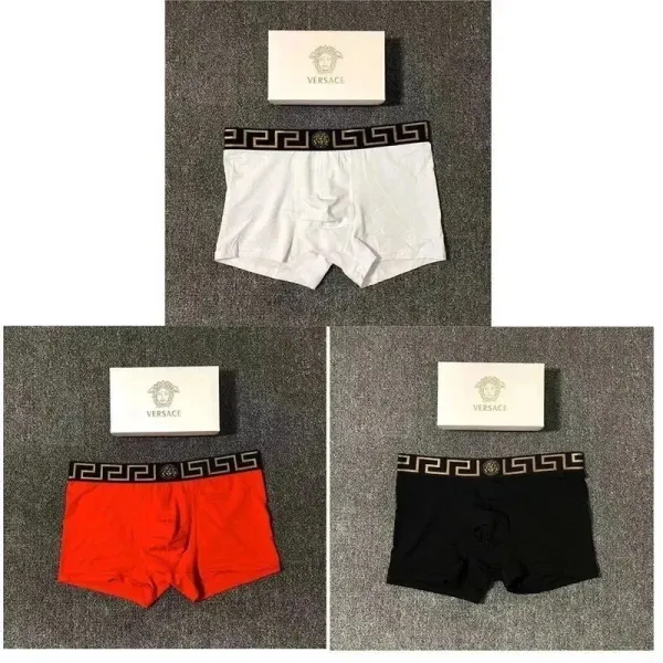Versace Medusa Logo Boxer Briefs in White, Red, and Black - 1