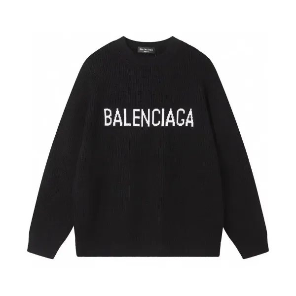 Balenciaga Logo Knit Sweater Black - 1