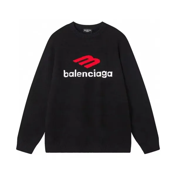 Balenciaga Logo Knit Sweater Black - 1