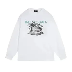 Balenciaga Printed Long-Sleeve T-Shirt White - 1
