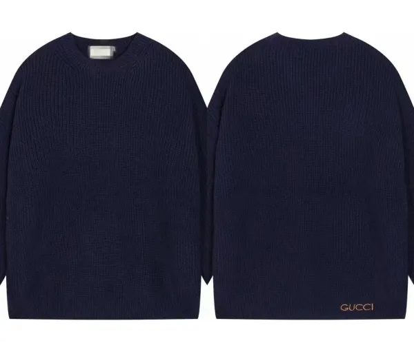 Gucci Ribbed Knit Sweater Navy - 1