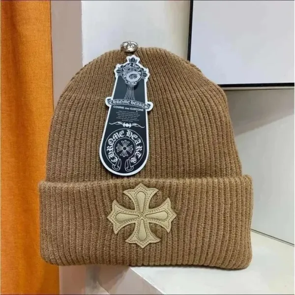 Chrome Hearts x Comme des Garçons Cross Patch Beige Knit Beanie - 1