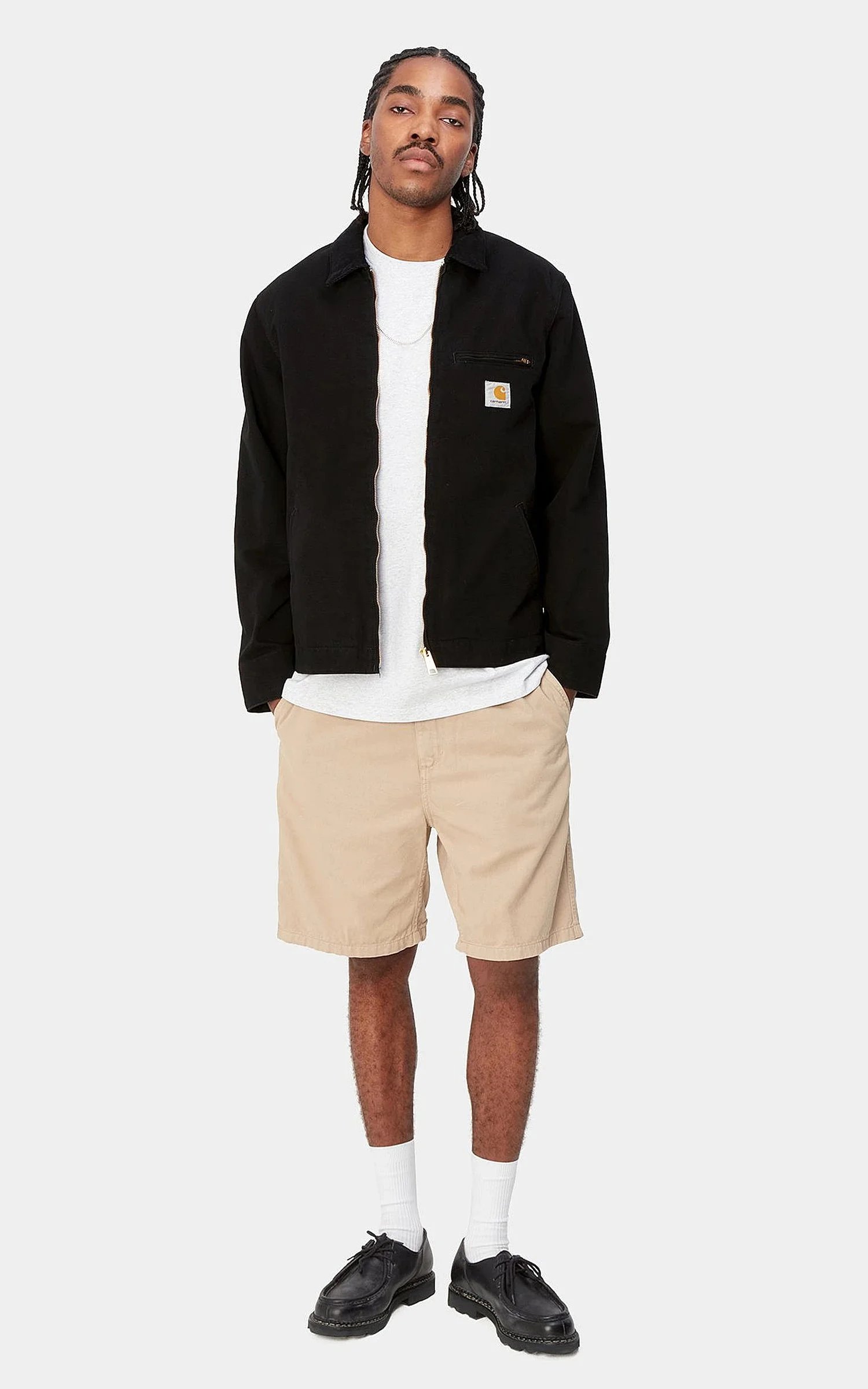 Carhartt WIP Active Jacket White with Brown Corduroy Collar - 10