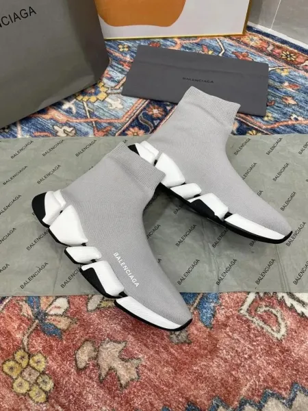 Balenciaga Speed Trainer Gray Knit Sneakers - 1