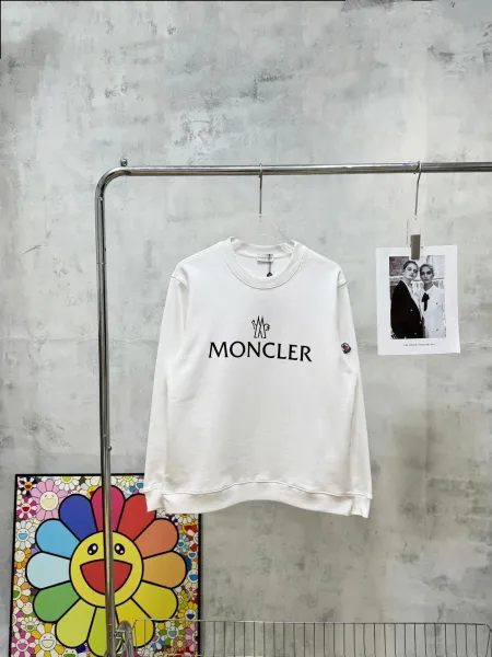 Moncler Logo Print Crewneck Sweatshirt White - 1