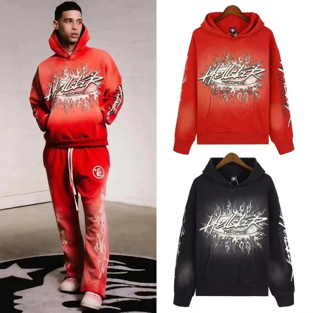Hellstar Graphic Hoodie and Sweatpants Set Gray - 4