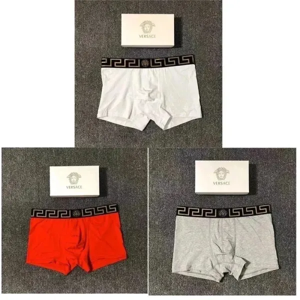 Versace Medusa Logo Boxer Briefs in White, Red, and Gray - 1