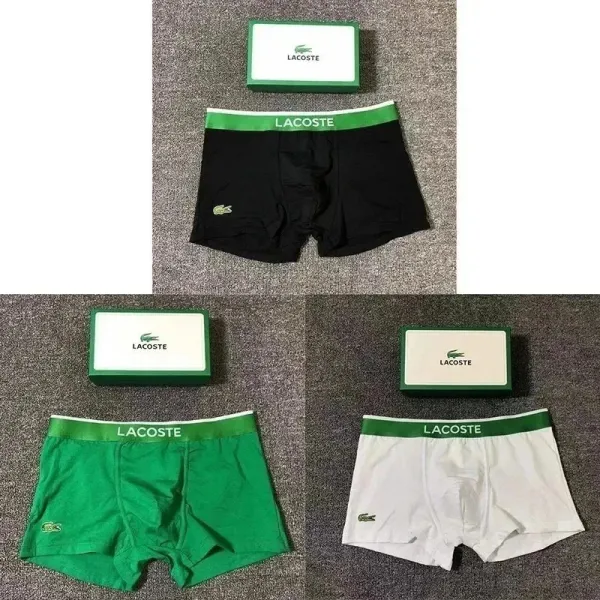 Lacoste Classic Boxer Briefs in Black, Green, and White - 1