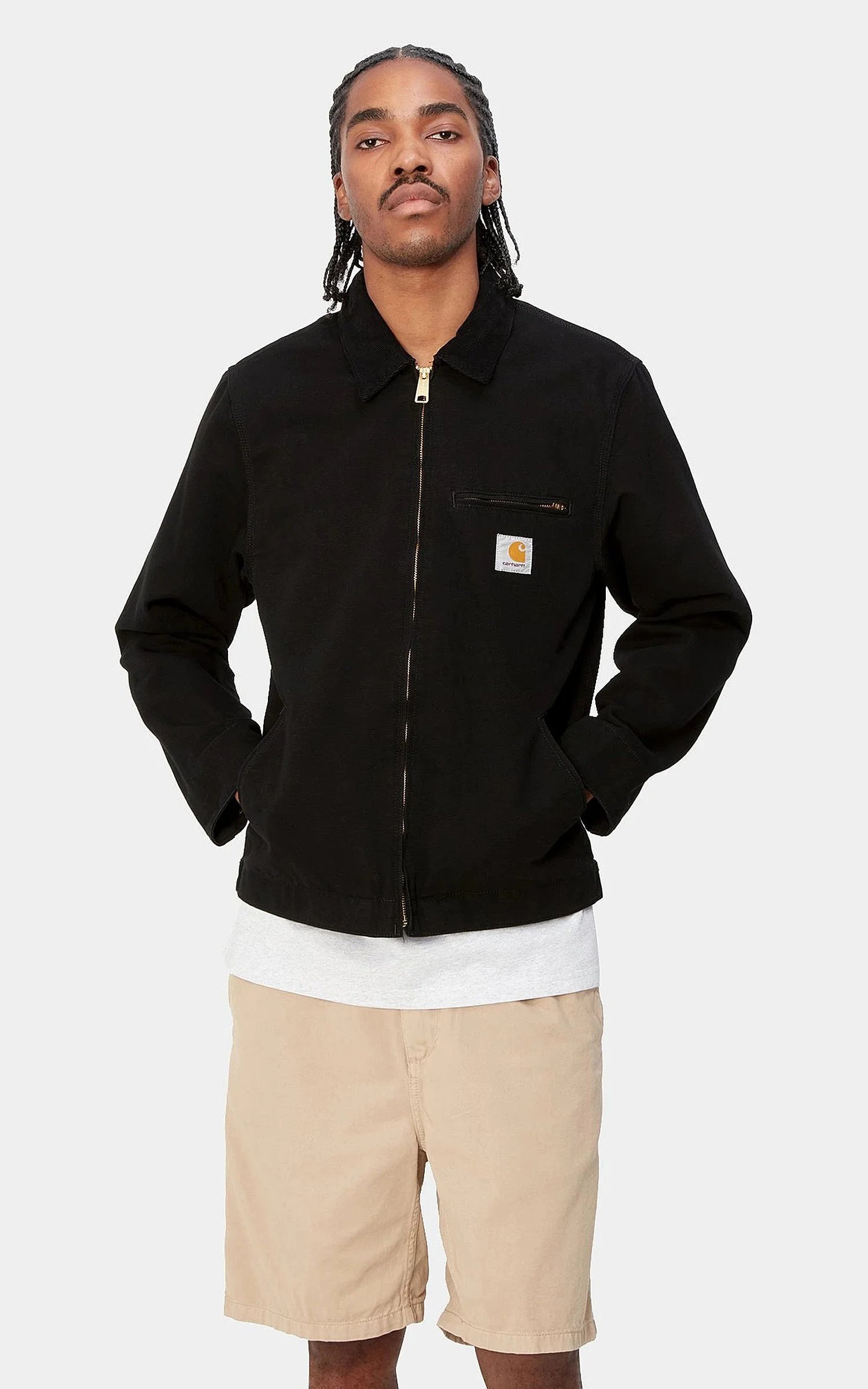 Carhartt WIP Active Jacket White with Brown Corduroy Collar - 9