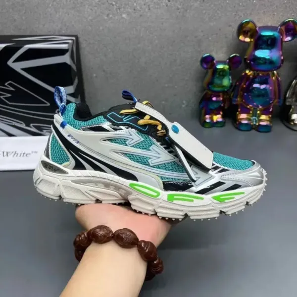 Off-White Diagonal Arrow Tech Runner Turquoise Green Chunky Sneakers - 1