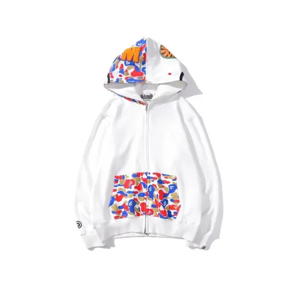 A Bathing Ape ABC Camo Zip-Up Hoodie White - 1