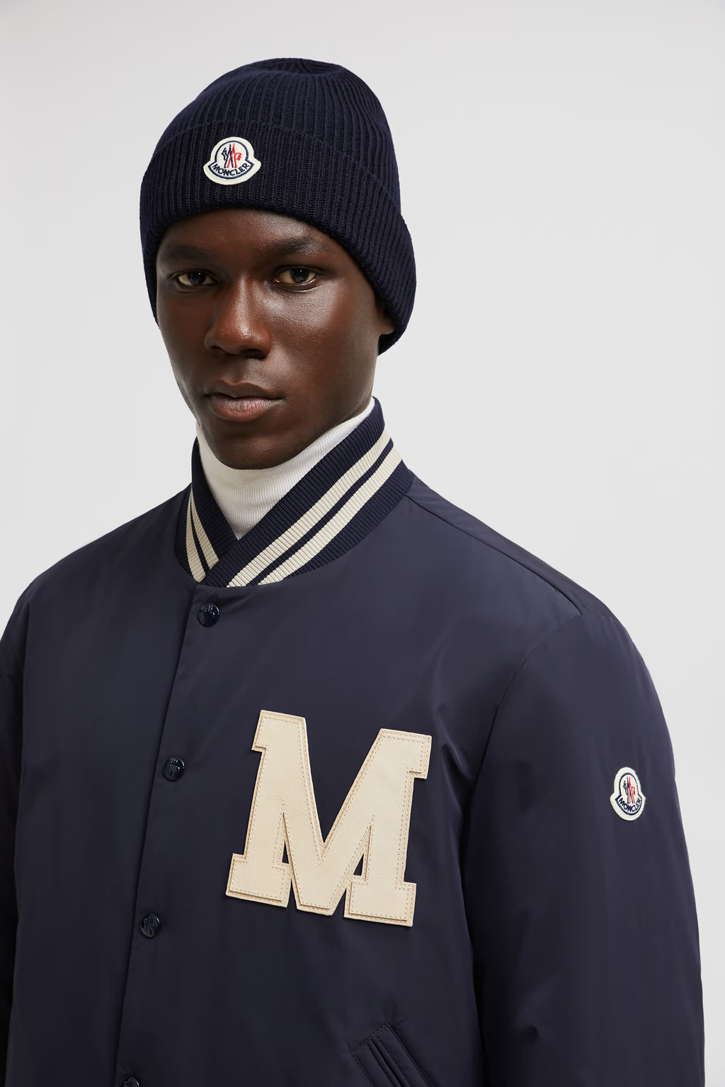 Moncler Beanie with Pom-Pom in Beige and Burgundy Knit - 5