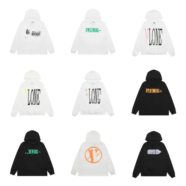 Vlone Classic VLONE Logo Hoodie Black White Beige Gray - 45
