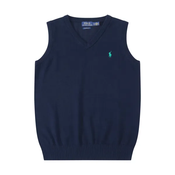 Polo Ralph Lauren Custom Fit Navy V-Neck Sweater Vest - 1