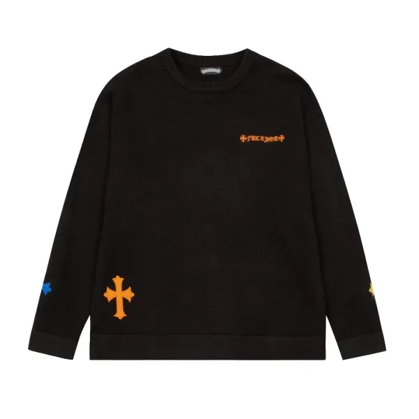 Chrome Hearts Cross Embroidered Black Knit Sweater - 1
