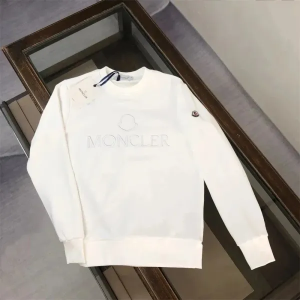 Moncler Embroidered Logo Crewneck Sweatshirt White - 1