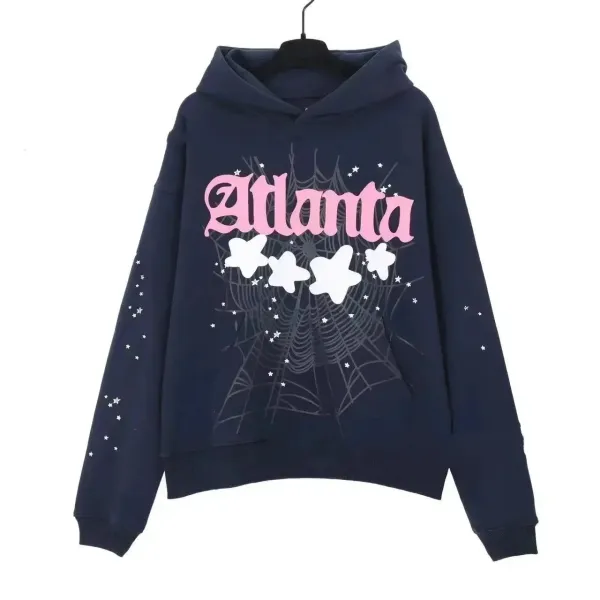 Atlanta Spiderweb Graphic Hoodie Navy - 1