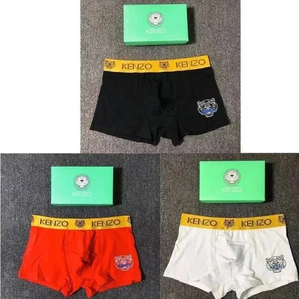 Kenzo Tiger Embroidered Boxer Briefs in Black, Red, and White - 1