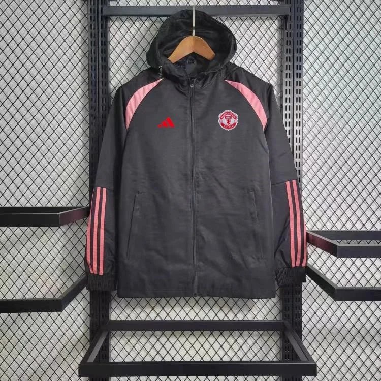 Adidas Manchester United Training Windbreaker Black Pink Jacket - 1