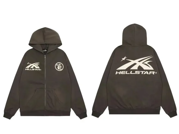 Hellstar X Logo Zip-Up Hoodie Army Green - 1