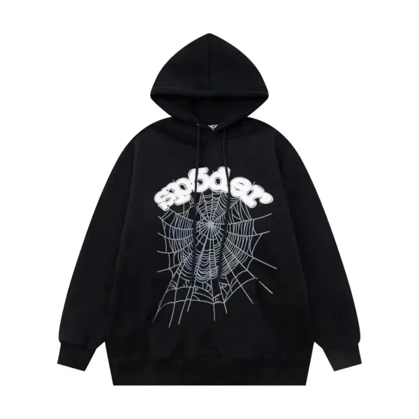 Spider Web Graphic Hoodie Black - 1