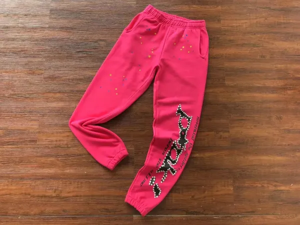 Philipp Plein x Spider-Man Sweatpants Pink with Pearl Embellishment - 1