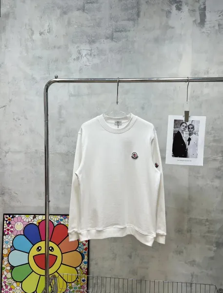 Moncler Logo Embroidered Crewneck Sweatshirt White - 1