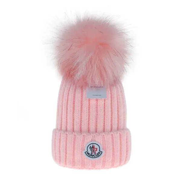 Moncler Beanie with Fur Pom-Pom Pink Hat - 1