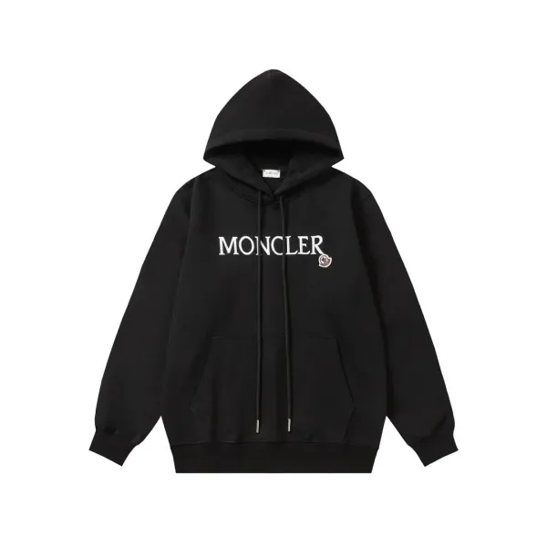 Moncler Logo Hoodie Black - 1