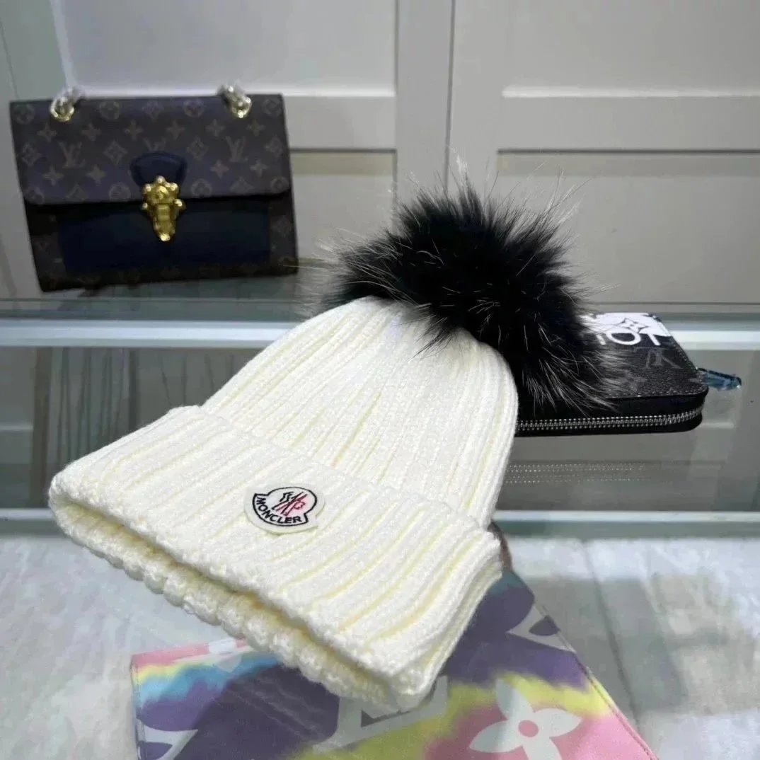 Moncler Ribbed Knit Beanie with Fur Pom-Pom [39 styles]