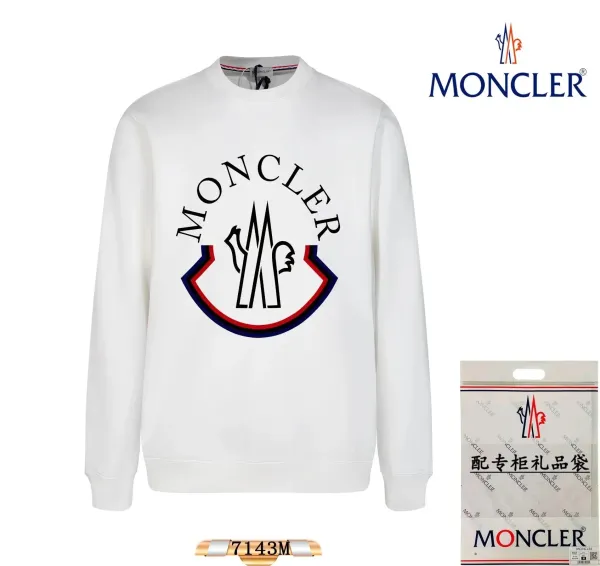 Moncler Logo Print White Hoodie - 1