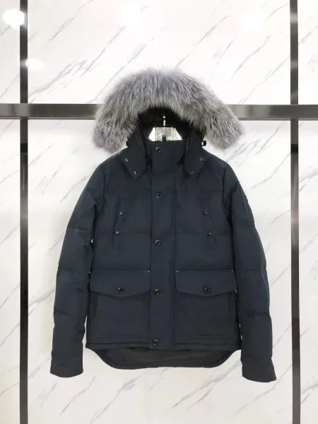 Moncler Maya Parka Navy with Silver Fox Fur Trim Down Jacket - 1